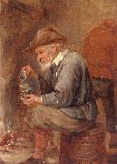 unknow artist An old man sitting by the fire,pouring with into a roemer oil painting artist